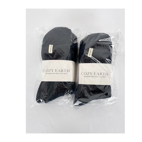 Cozy Earth Plush Modern Crew Sock 6 Pair Black Womens Size Medium Large 10-14 - Picture 1 of 4